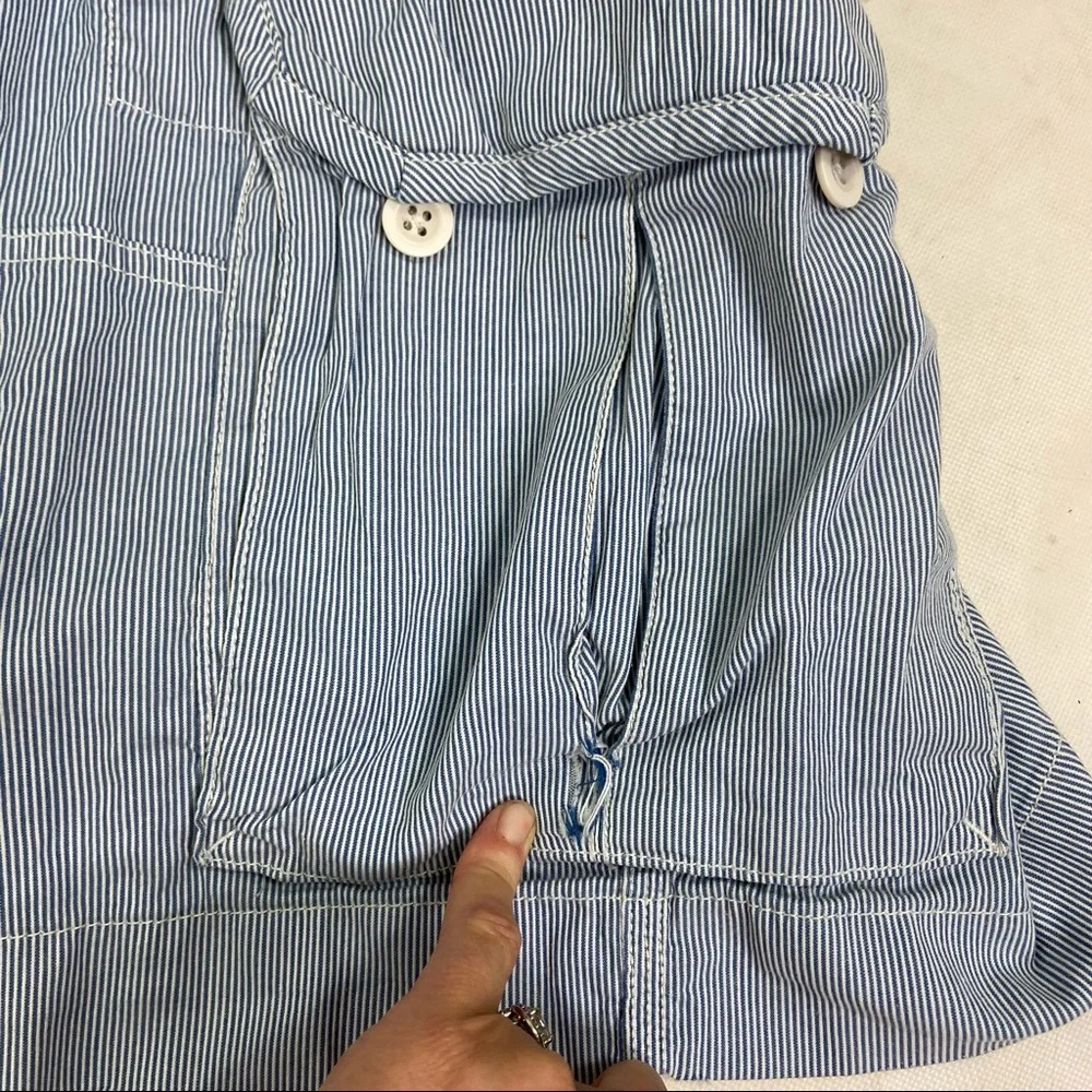 Polo Ralph Lauren blue and white seersucker cargo shorts. Size 35